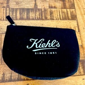 Kiehl's Cosmetic Makeup Zipper Bag Travel Pouch Classic Black & White Logo NWOT